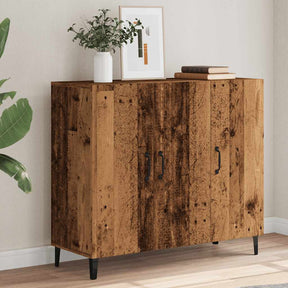 Vidaxl dressoir 90x34x80 cm bewerkt hout oud houtkleurig