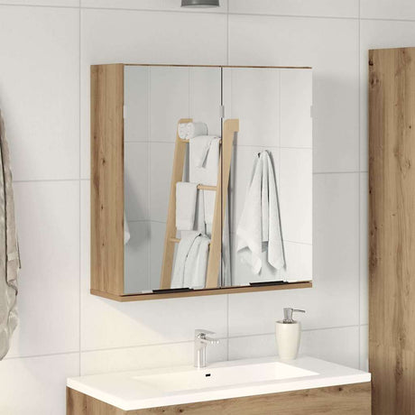 Vidaxl badkamerspiegelkast 64x20x66,5 cm bewerkt hout artisanaal eiken