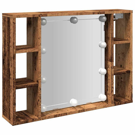 Vidaxl spiegelkast met led 76x15x55 cm bewerkt hout oud houtkleurig