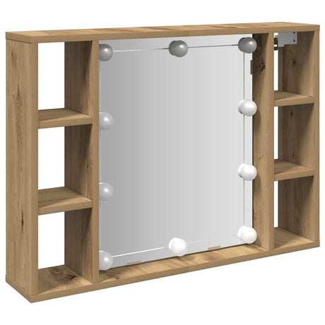 Vidaxl spiegelkast met led 76x15x55 cm bewerkt hout artisanaal eiken