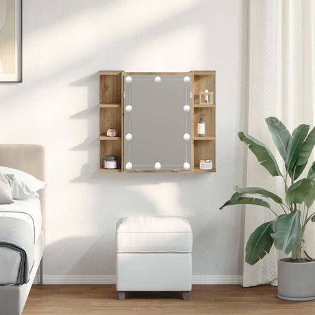 Vidaxl spiegelkast met led 70x16,5x60 cm artisanaal eikenkleur