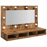 Vidaxl spiegelkast met led-verlichting 90x31,5x62 cm oud houtkleurig