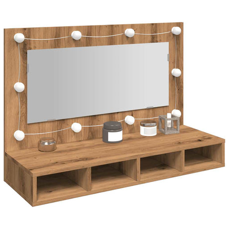 Vidaxl spiegelkast met led artisan eiken 90x31,5x62 cm