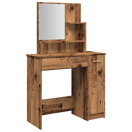 Vidaxl kaptafel met spiegel 86,5x35x136 cm oud houtkleurig