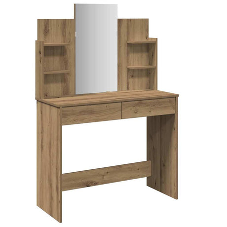 Vidaxl kaptafel met spiegel 96x39x142 cm artisanaal eikenkleur