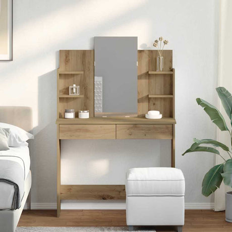 Vidaxl kaptafel met spiegel 96x39x142 cm artisanaal eikenkleur