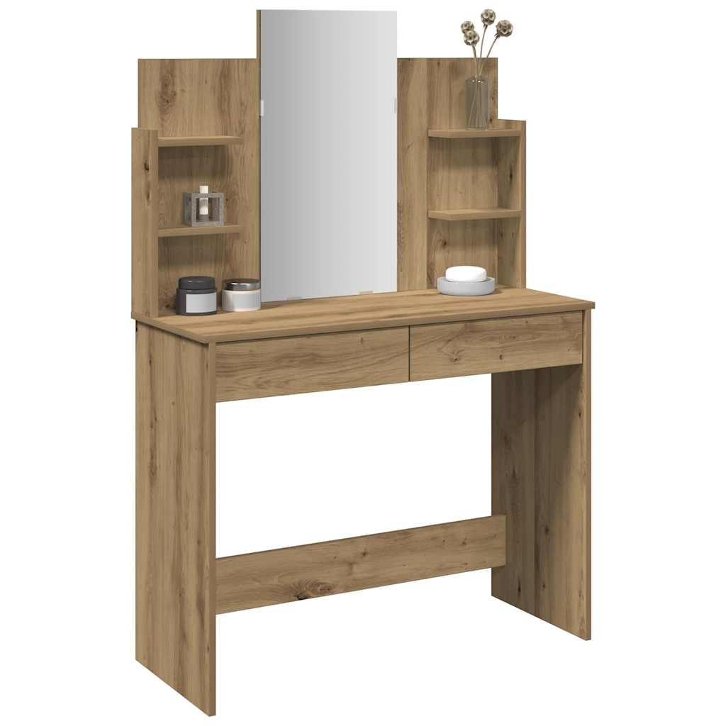 Vidaxl kaptafel met spiegel 96x39x142 cm artisanaal eikenkleur