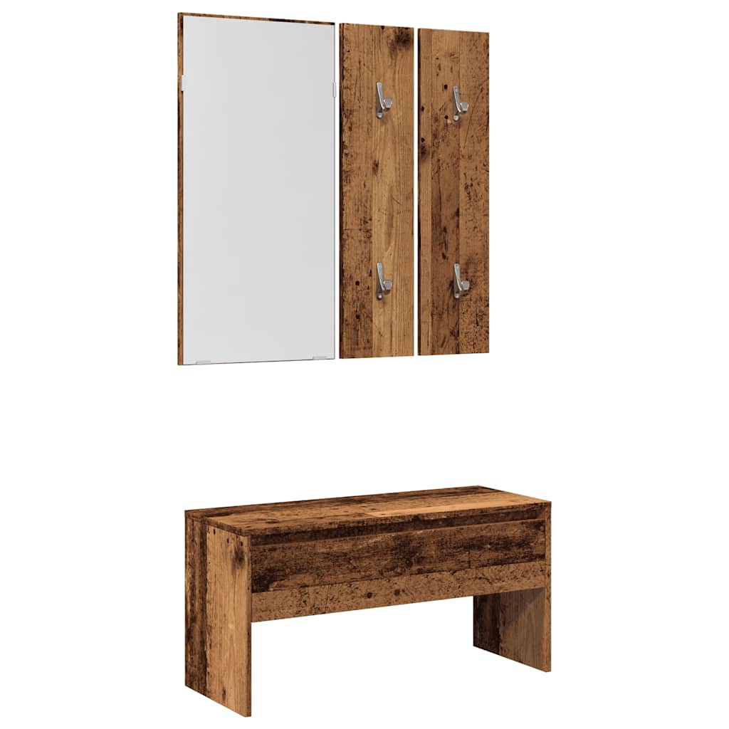 Vidaxl halmeubelset bewerkt hout oud houtkleurig