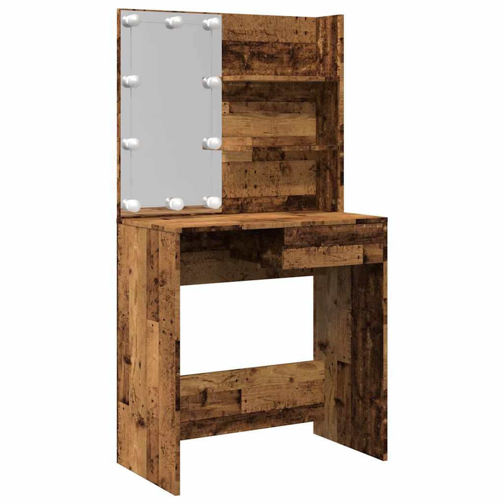 Vidaxl kaptafel met led-verlichting 74,5x40x141 cm oud houtkleurig