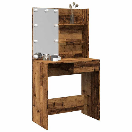 Vidaxl kaptafel met led-verlichting 74,5x40x141 cm oud houtkleurig