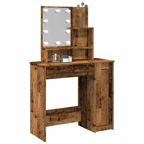 Vidaxl kaptafel met led-verlichting 86,5x35x136 cm oud houtkleurig