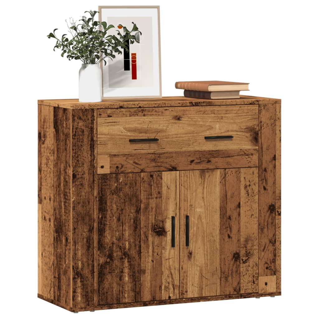 Vidaxl dressoir 80x33x70 cm bewerkt hout oud houtkleurig