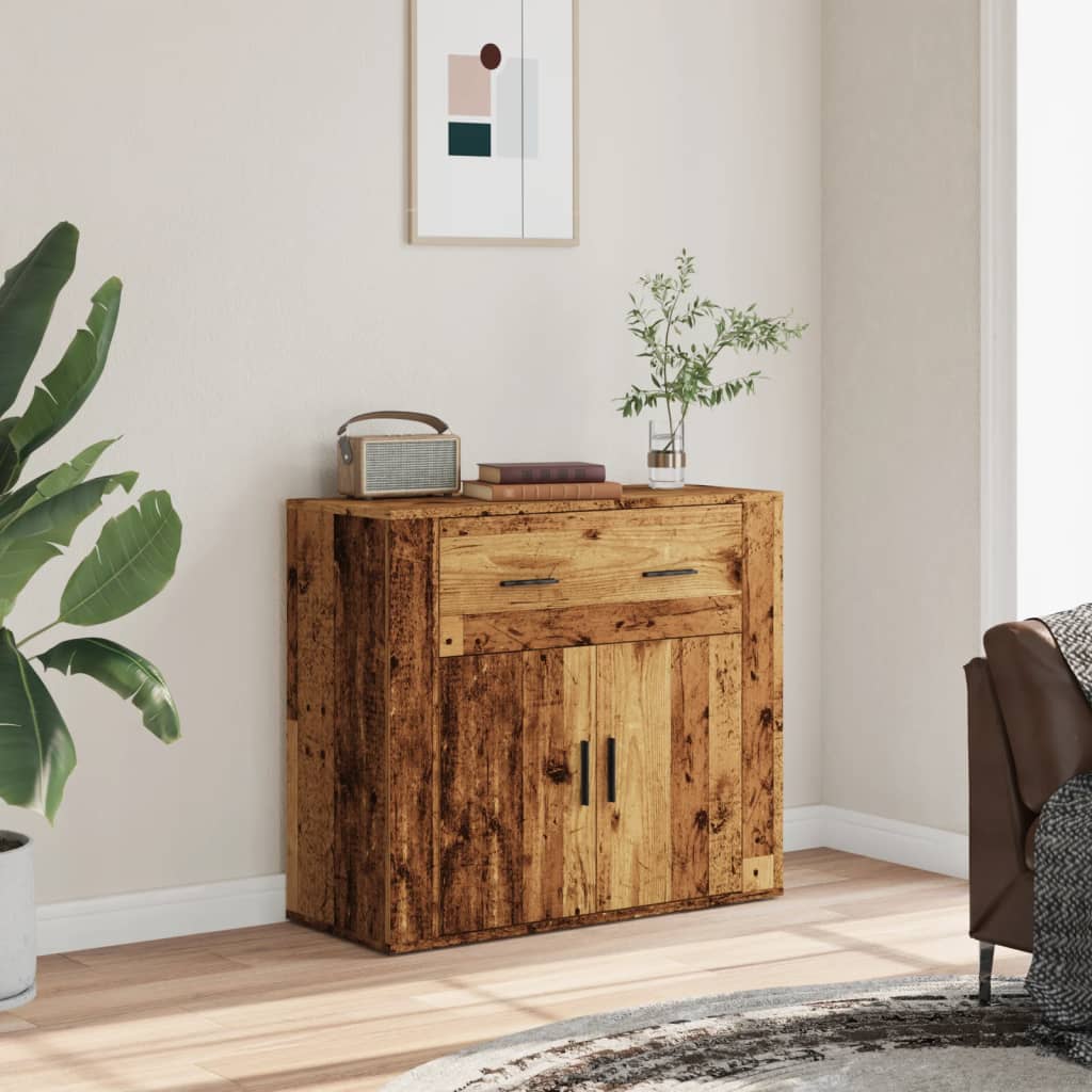 Vidaxl dressoir 80x33x70 cm bewerkt hout oud houtkleurig