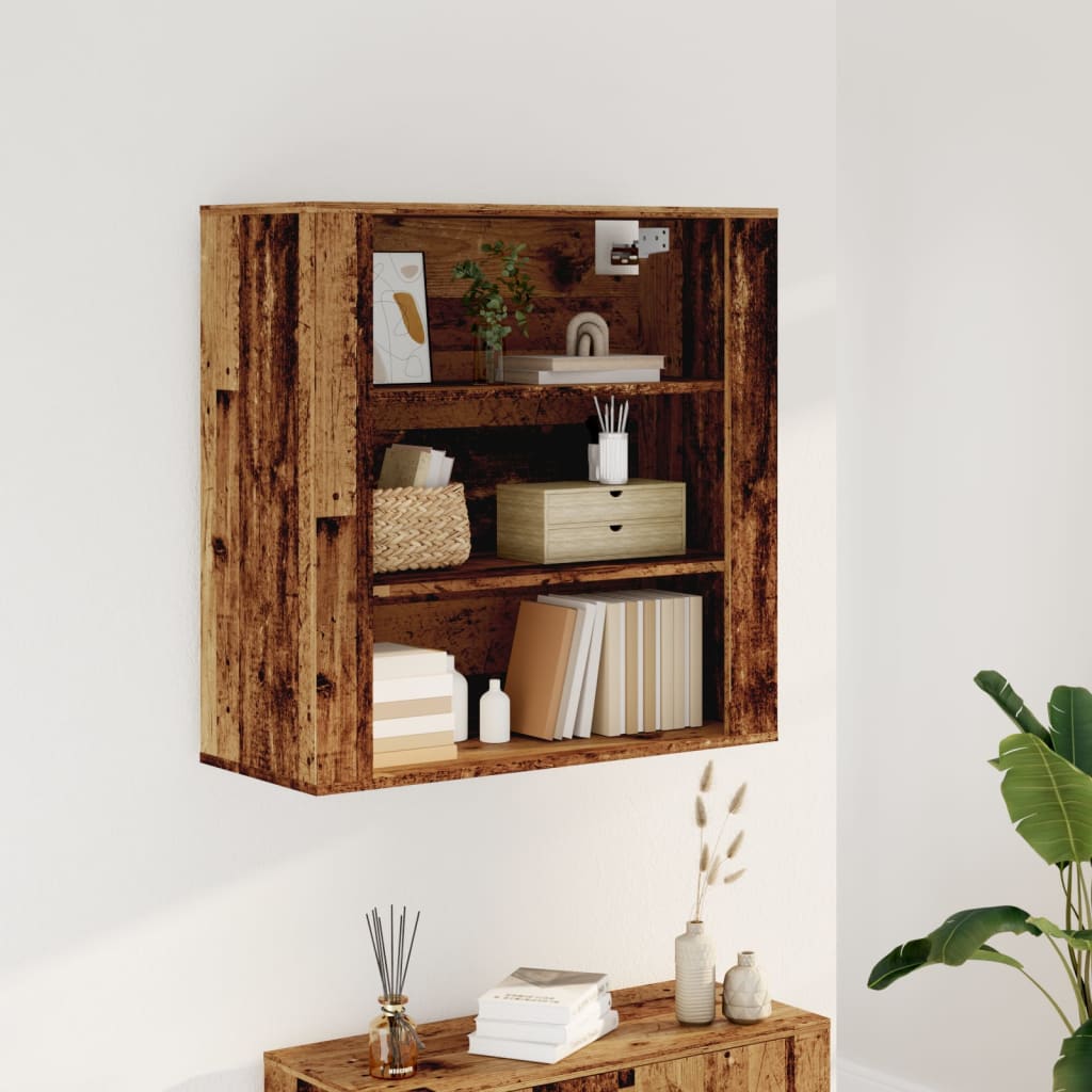 Vidaxl wandkast 80x33x80 cm bewerkt hout oud houtkleurig