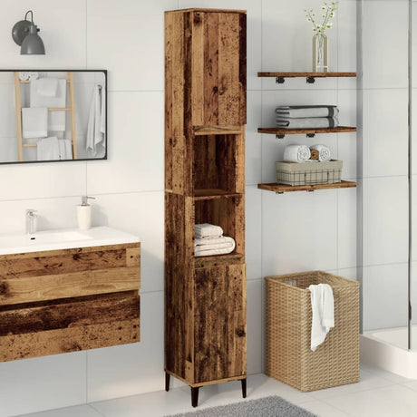 Vidaxl badkamerkast 30x30x190 cm bewerkt hout oud houtkleurig