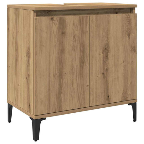 Vidaxl wastafelkast 58x33x60 cm bewerkt hout artisanaal eikenkleur