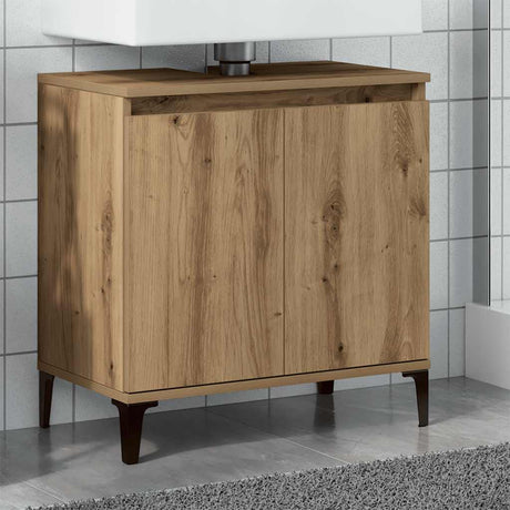 Vidaxl wastafelkast 58x33x60 cm bewerkt hout artisanaal eikenkleur