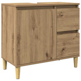 Vidaxl wastafelkast 65x33x60 cm bewerkt hout artisanaal eikenkleurig