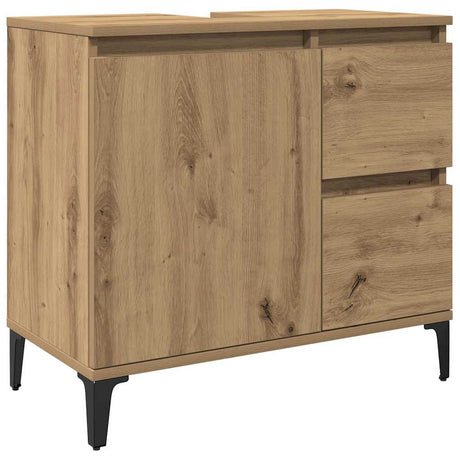 Vidaxl wastafelkast 65x33x60 cm bewerkt hout artisanaal eikenkleurig