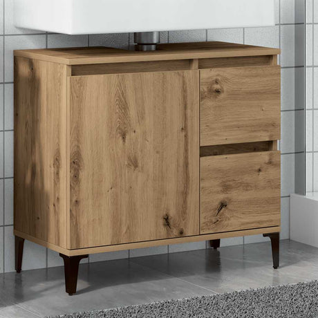 Vidaxl wastafelkast 65x33x60 cm bewerkt hout artisanaal eikenkleurig