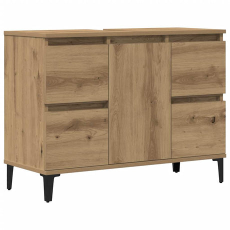 Vidaxl wastafelkast 80x33x60 cm bewerkt hout artisanaal eikenkleur