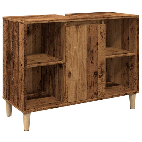Vidaxl badkamerkast 80x33x60 cm bewerkt hout oud houtkleurig