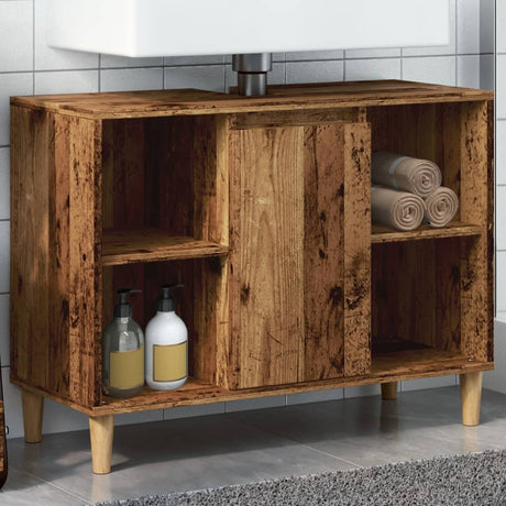 Vidaxl badkamerkast 80x33x60 cm bewerkt hout oud houtkleurig