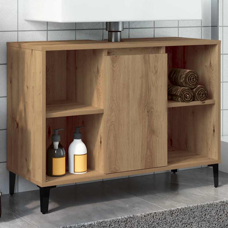 Vidaxl wastafelkast 80x33x60 cm bewerkt hout artisanaal eikenkleur