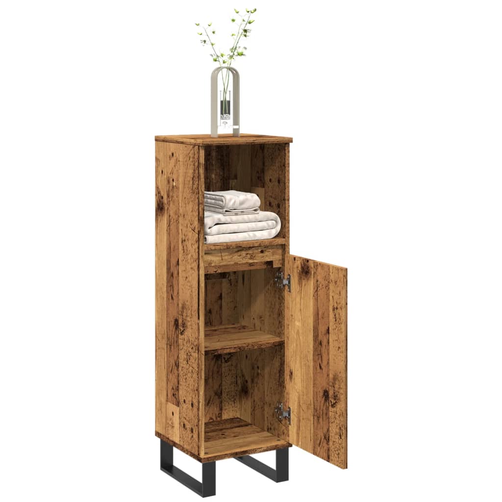 Vidaxl badkamerkast 30x30x100 cm bewerkt hout oud houtkleurig