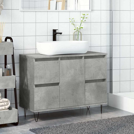 Vidaxl badkamerkast 80x33x60 cm bewerkt hout betongrijs