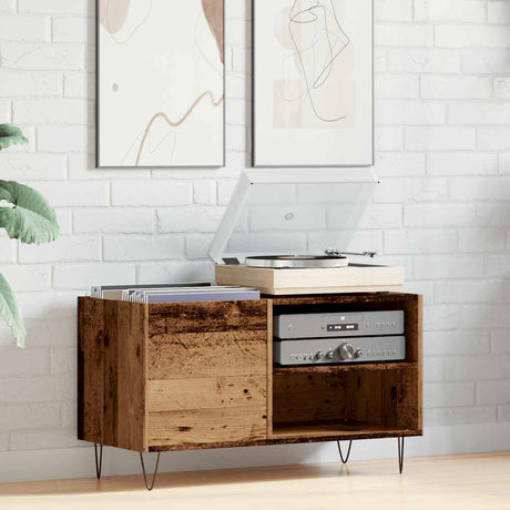 Vidaxl platenkast 84,5x38x48 cm bewerkt hout oud houtkleurig