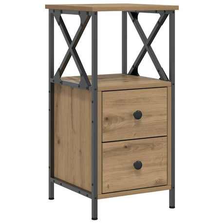 Vidaxl nachtkastje 34x35,5x70 cm bewerkt hout artisanaal eikenkleurig