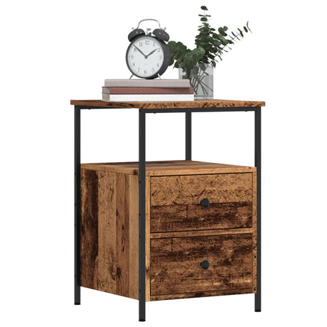 Vidaxl nachtkastje 34x35,5x50 cm bewerkt hout oud houtkleurig