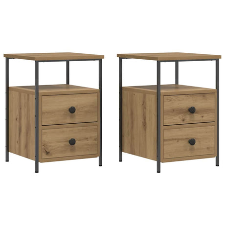 Vidaxl nachtkastjes 2 st 34x35,5x50 cm bewerkt hout artisanaal eiken