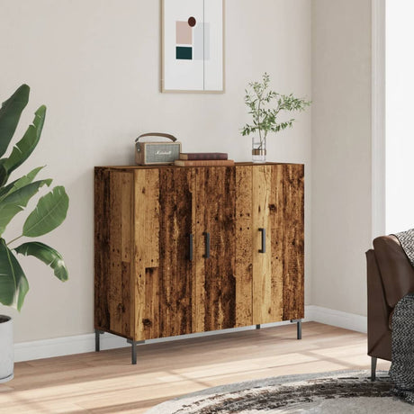 Vidaxl dressoir 90x34x80 cm bewerkt hout oud houtkleurig