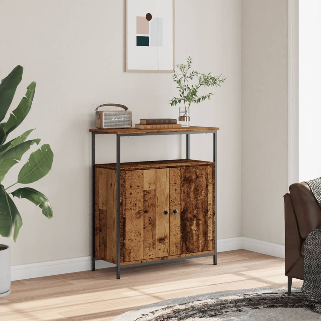 Vidaxl dressoir 70x30x80 cm bewerkt hout oud houtkleurig