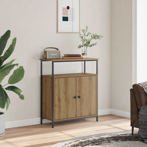 Vidaxl dressoir 70x30x80 cm bewerkt hout artisanaal eikenkleur