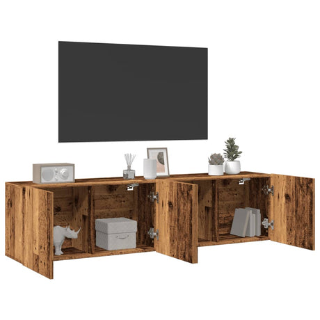 Vidaxl tv-meubels 2 st wandgemonteerd 80x30x41 cm oud houtkleurig
