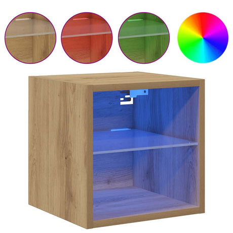 Vidaxl tv-wandmeubel met led-verlichting 30x28,5x30cm artisanaal eiken