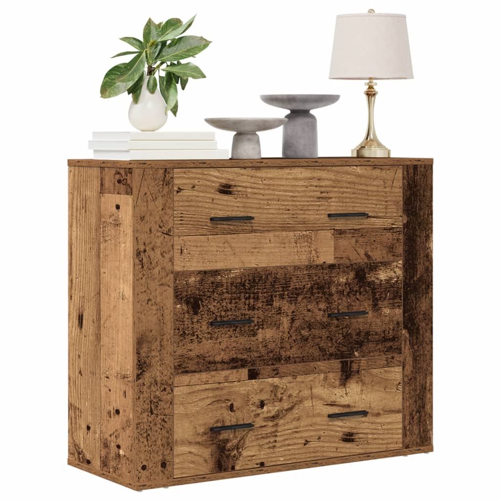 Vidaxl dressoir 80x33x70 cm bewerkt hout oud houtkleurig