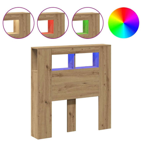Vidaxl hoofdeinde met led 100x18,5x103,5 cm hout artisanaal eikenkleur