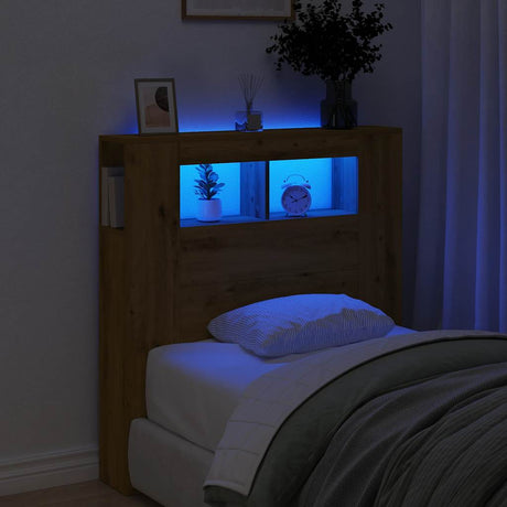 Vidaxl hoofdeinde met led 100x18,5x103,5 cm hout artisanaal eikenkleur