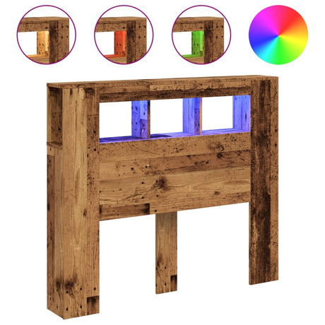 Vidaxl hoofdeinde met led 120x18,5x103,5 cm bewerkt hout oud hout