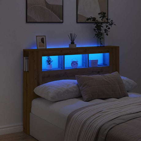 Vidaxl hoofdeinde met led 140x18,5x103,5 cm hout artisanaal eikenkleur