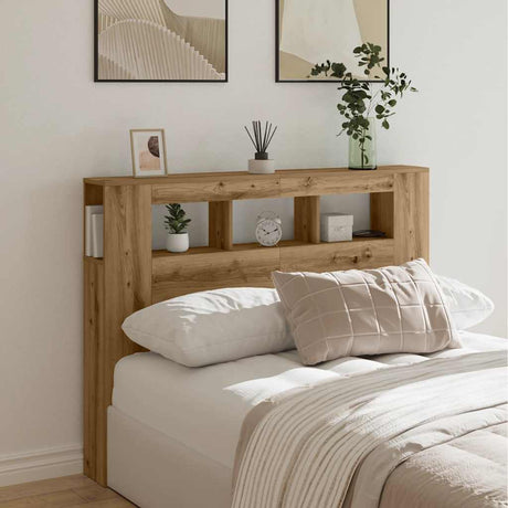 Vidaxl hoofdeinde met led 140x18,5x103,5 cm hout artisanaal eikenkleur