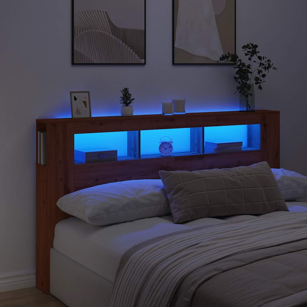 Vidaxl hoofdeinde met led 180x18,5x103,5 cm hout artisanaal eikenkleur