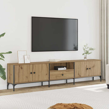 Vidaxl tv-meubel met lade 200x25x44 cm bewerkt hout artisanaal eiken