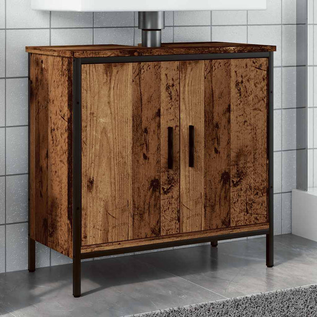 Vidaxl wastafelkast 60x30x60 cm bewerkt hout oud houtkleurig