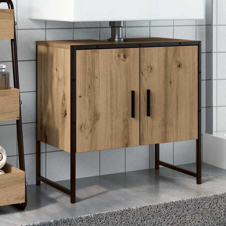 Vidaxl wastafelkast 60x33x60 cm bewerkt hout artisanaal eikenkleurig