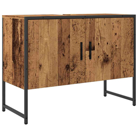 Vidaxl badkamerkast 80x33x60 cm bewerkt hout oud houtkleurig